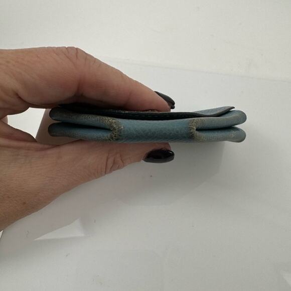 Hermes Blue silver front snap coin purse some wear - Picture 6 of 6